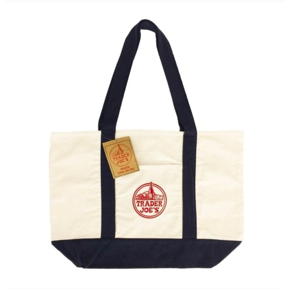 Trader Joe's Canvas Tote Bag Large Navy Blue